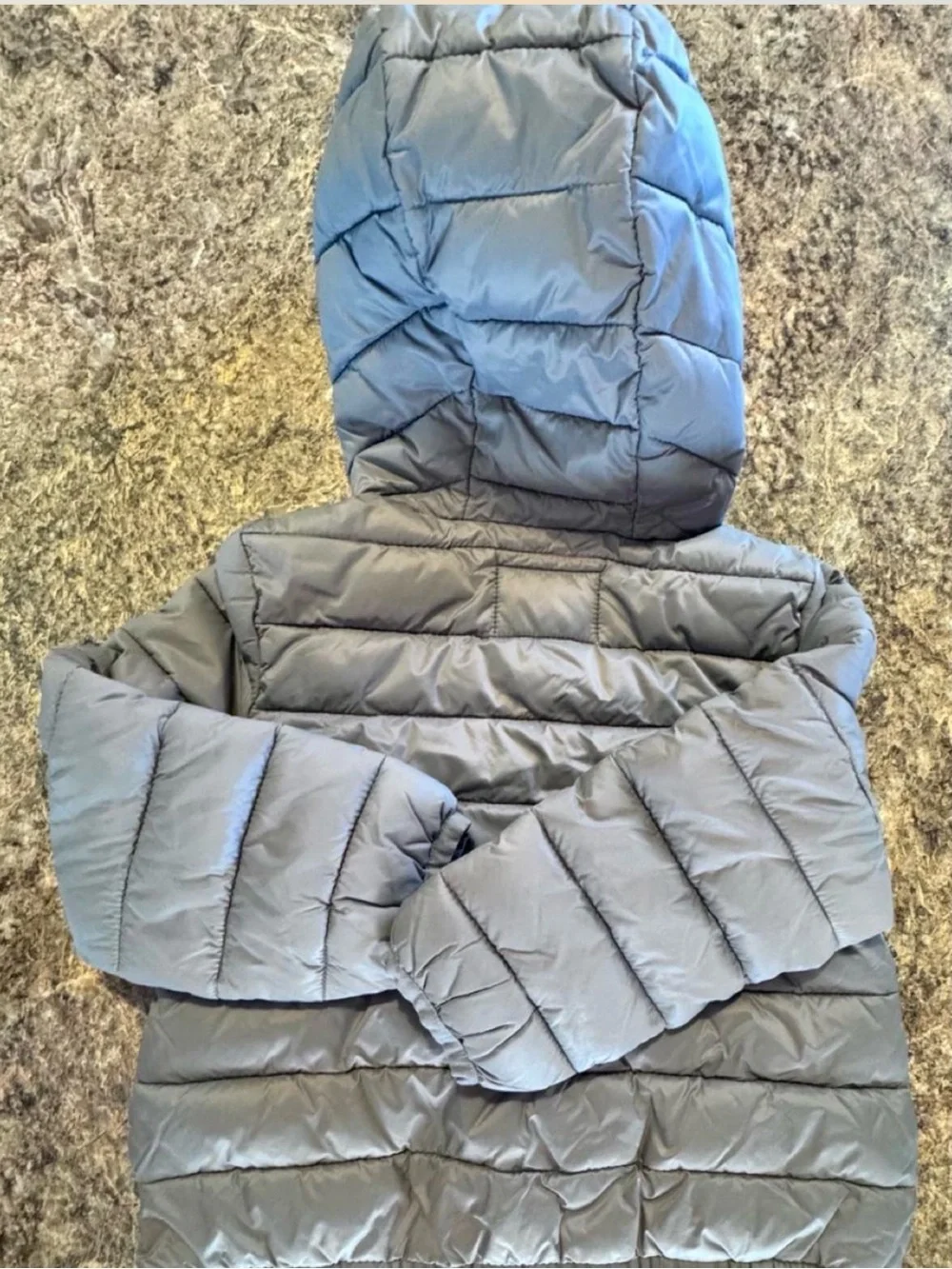 Old Navy Kids Hooded Puffer Jacket - Gray with Orange Lining